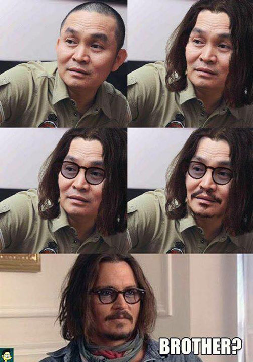 Sau khi dùng ứng dụng điện thoại để thêm tóc, râu và kính cho NSƯT Xuân Hinh, Facebooker nhận thấy Xuân Hinh trông khá giống tài tử nổi tiếng Johnny Depp.